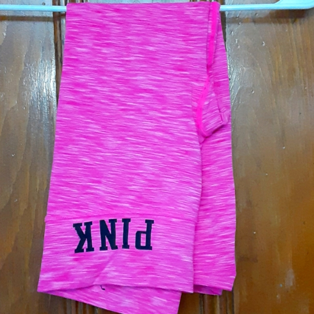 VS Pink, pink knee length yoga pants. Stretch